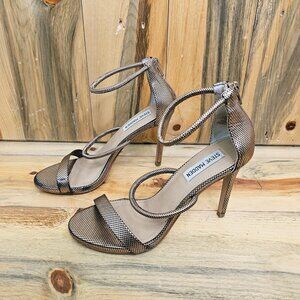 STEVE MADDEN CLAY BRONZE METALLIC STRAPPY STILETTO HEELS